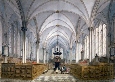A Temple Church belső képe, London, 1811. alkotó: George Shepherd