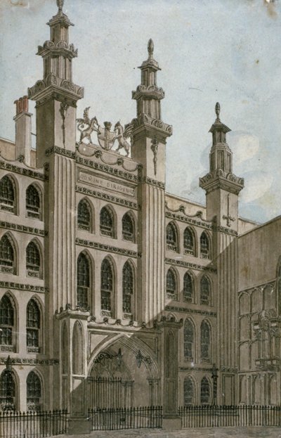 Délnyugati nézet a Guildhall frontról, City of London, 1810 alkotó: George Shepherd