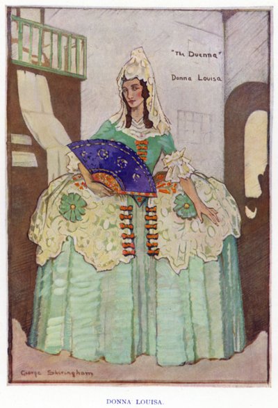 A duenna – Sheridan: Donna Louisa (színes litó) alkotó: George Sheringham