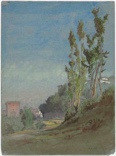Albano, Olaszország, 1872 körül (akvarell, gouache grafitra) alkotó: George Snr. Inness
