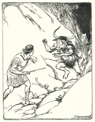 Thészeusz: "Soha nem látott még ilyen furcsa vadállatot" (litho) alkotó: George Soper