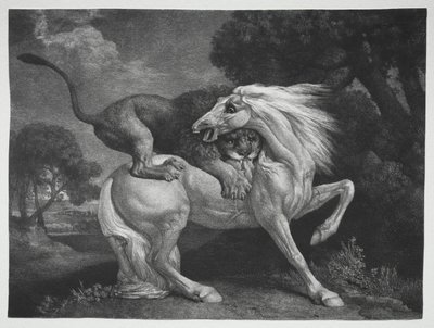 Egy ló megtámadta egy oroszlán alkotó: George Stubbs