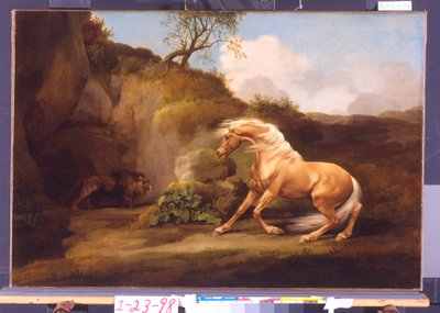 Egy oroszlántól megrémült ló, 1790-5 alkotó: George Stubbs