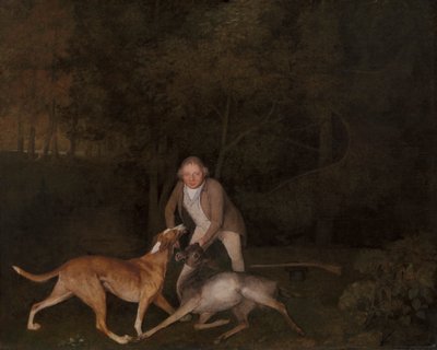 Freeman, az Earl of Clarendon vadőr, egy haldokló őzike és vadászkutya alkotó: George Stubbs