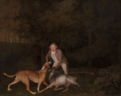 Freeman, Clarendon grófja, egy haldokló őzike és vadászkutya, 1800. alkotó: George Stubbs