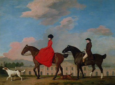 John és Sophia Musters lovaglás a Colwick Hallban, 1777 alkotó: George Stubbs