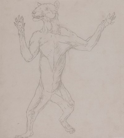 Tigris test, emberi testtartásban állva alkotó: George Stubbs
