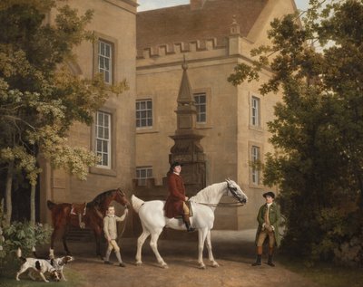 William Henry Cavendish Bentinck, Portland 3. hercege a Welbeck Abbey Riding Stables előtt, 1766-7 alkotó: George Stubbs