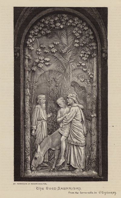 Az irgalmas szamaritánus (metszet) alkotó: George Tinworth