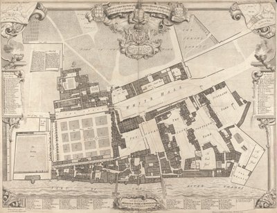 A Whitehall-i királyi palota felmérése és alaprajza alkotó: George Vertue