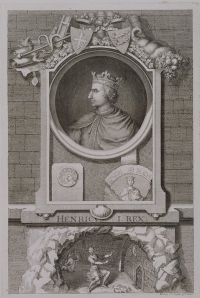 I. Henrik (1068-1135) Anglia királya 1100-tól, metszett a művész alkotó: George Vertue