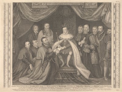 VI. Edward király bemutatja Sir George Barnesnak a menyasszonyi chartát alkotó: George Vertue