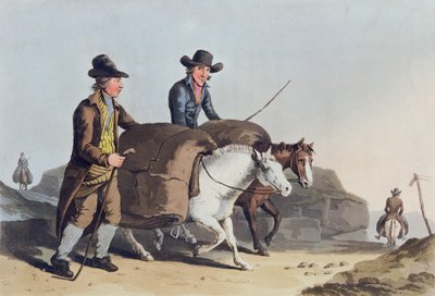 Ruhagyártók ruhát visznek a piacra, Robert Havell (1769-1832) által metszett „Yorkshire jelmeze” 1814. alkotó: George Walker