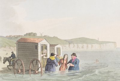 Tengeri fürdőzés a Bridlington-öbölben, George Walker "Yorkshire-i viseletek" című művéből. alkotó: George Walker