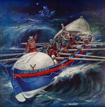 Mentőcsónak, amely megkísérli a mentést (színes litó) alkotó: George Washington Lambert