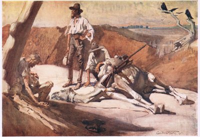 Útban a Hopeless-hegy felé (színes litó) alkotó: George Washington Lambert