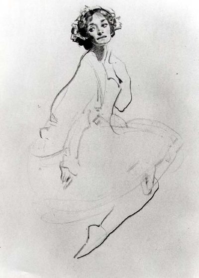 Tanulmány egy balett-táncosról, c. 1911 (kréta papíron) (f/w fotó) alkotó: George Washington Lambert