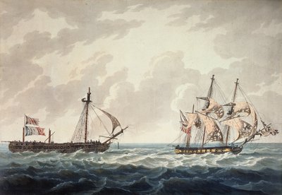 Bonne Citoyenne, az 1809. július 6-i akció után magával ragadja a francia fregattot, a La Furieuse-t, R und D Havell metszete, Robert Cribb 1810-ben. alkotó: George Webster