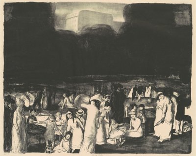 A parkban, sötétben, 1916. alkotó: George Wesley Bellows