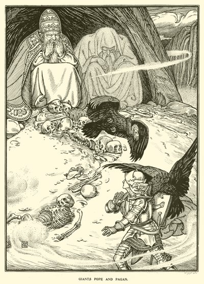 Óriások pápa és pogány (metszet) alkotó: George Woolliscroft Rhead