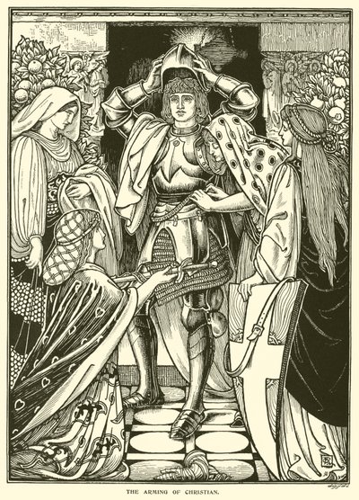 Keresztény felfegyverzése (metszet) alkotó: George Woolliscroft Rhead