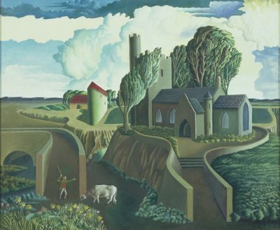 Egy dombtetőn lévő templom, 1930-as évek alkotó: George Wright