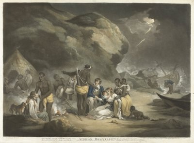 African Hospitality, pub.1791 (kézzel színezett metszet) alkotó: George after Morland