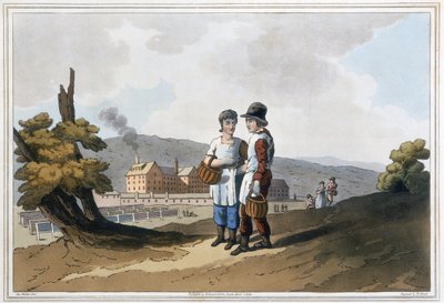 Gyári gyerekek, a Yorkshire-i jelmezből, Robert Havell (1769-1832) metszetében, 1814 (kézzel festett akvatinta) alkotó: George after Walker