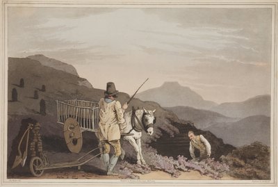 A Peat Cart a Yorkshire-i jelmezből, Robert Havell metszet, 1814 (kézzel színezett akvatinta) alkotó: George after Walker