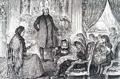 Vasárnapi iskola óra. alkotó: George du Maurier