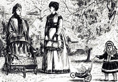Egy rajzfilm „Öröklés vagy vizionista?” címmel. Illusztrálta: George du Maurier (1834-1896) francia-brit karikaturista és író alkotó: George du Maurier