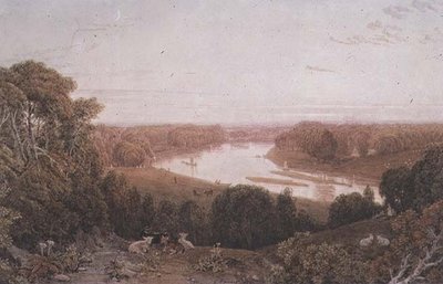 Kilátás a Richmond Hillről, Surrey alkotó: George the Younger Barret