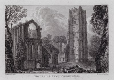 Fountains Abbey, Yorkshire (metszet) alkotó: George the Younger Cuitt