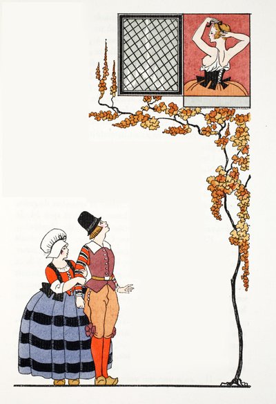 Csodálat messziről (pochoir print) alkotó: Georges Barbier