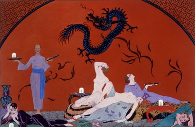 A Pasotz-házban, 1921 körül (pochoir print) alkotó: Georges Barbier