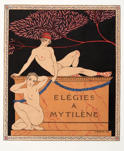 Elégiák Mytilene-ben, illusztráció a Les Chansons de Bilitisből, Pierre Louys, pub. 1922 (sablonnyomat) alkotó: Georges Barbier