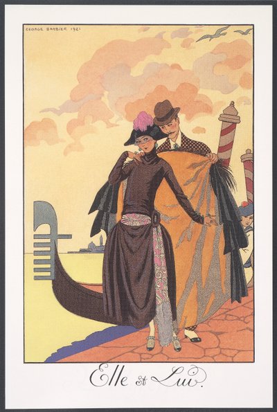 Falbalas et Fanfreluches, Almanach 1924-re, Szerenád, George Barbier, nyomat alkotó: Georges Barbier