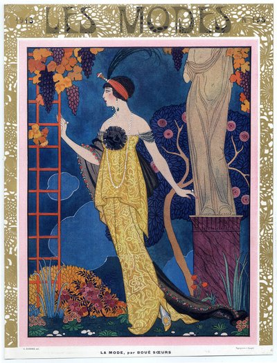 A Les Modes első borítója; 1913; kocsma. 1913 (színes metszet) alkotó: Georges Barbier