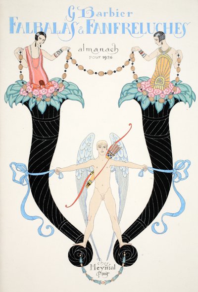A „Falbalas and Fanfreluches, Present, Past and Future Modes Almanach” címlapja alkotó: Georges Barbier