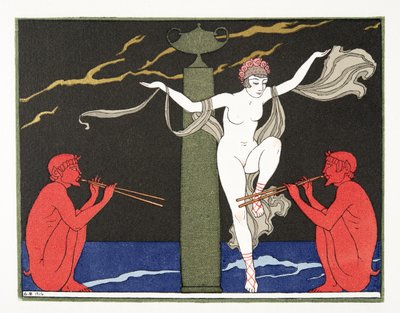 Illusztráció a Les Chansons de Bilitisből, Pierre Louys, pub. 1922 (sablonnyomat) alkotó: Georges Barbier