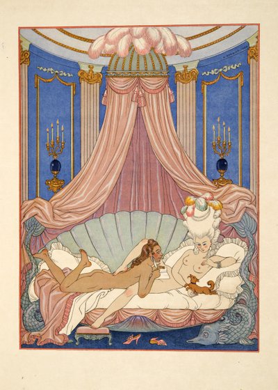Illusztráció Pierre Choderlos de Laclos (1741-1803) „Les Liaisons Dangereuses” című kocsmából. 1934 (sablonnyomat) alkotó: Georges Barbier
