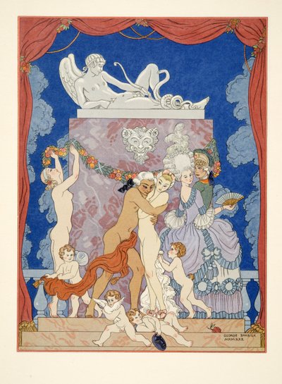 Illusztráció Pierre Choderlos de Laclos (1741-1803) „Les Liaisons Dangereuses” című kocsmából. 1934 (sablonnyomat) alkotó: Georges Barbier