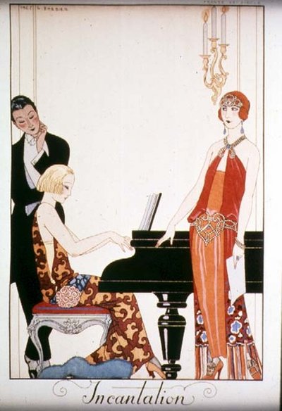 Varázslatos illusztráció a „Gazette du Bon Ton”-hoz alkotó: Georges Barbier