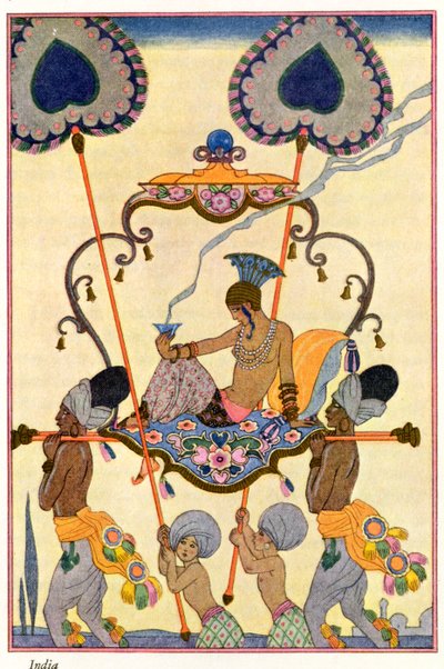 India, a "The Art of Perfume", pub. 1912 (pochoir print) alkotó: Georges Barbier