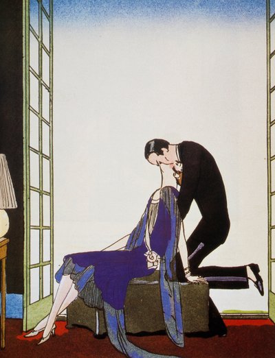 Tűz, George Barbier (1882-1932) litográfiája, Falbalas et Fanfreluches, Almanach des Modes Presentes, Passees et Futures alkotó: Georges Barbier
