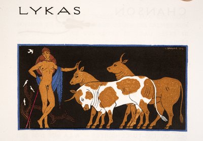 Lykas, illusztráció a Les Chansons de Bilitisből, Pierre Louys, pub. 1922 (sablonnyomat) alkotó: Georges Barbier