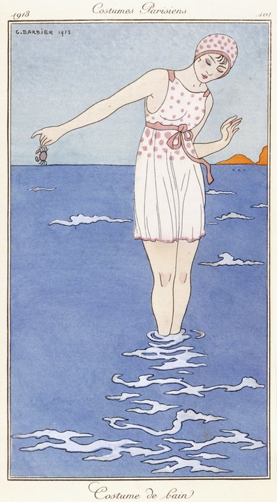 Párizsi ruházat: fürdőruha alkotó: Georges Barbier