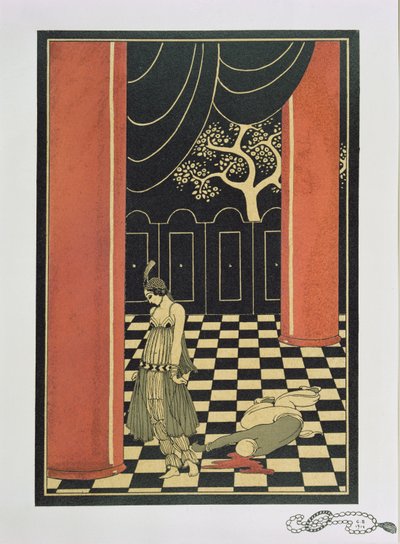 Tamara Karsavina (1885-1978) Fokine "Thamar"-jában 1912-ben, kiad. 1914 (pochoir-nyomat) alkotó: Georges Barbier
