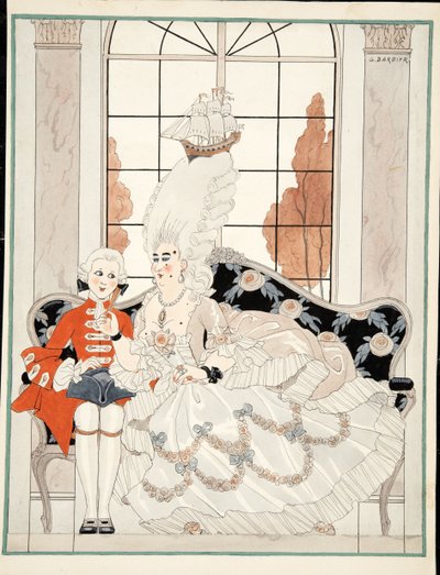 A hercegnő, c. 1930 (akvarell, papír) alkotó: Georges Barbier
