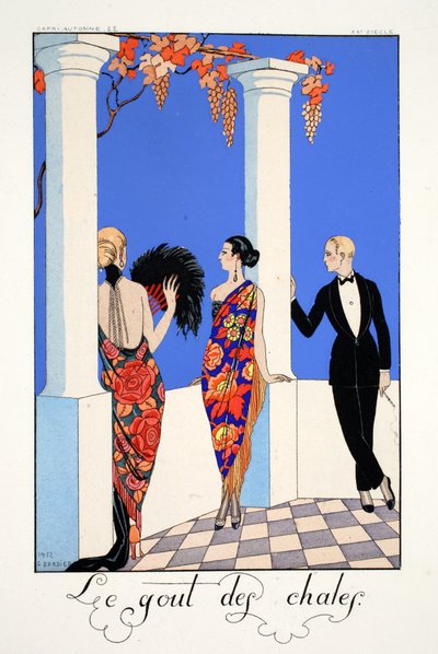 A kendők íze, a „Falbalas et Fanfreluches, A jelen, múlt és jövő módozatainak almanachja” c. alkotó: Georges Barbier